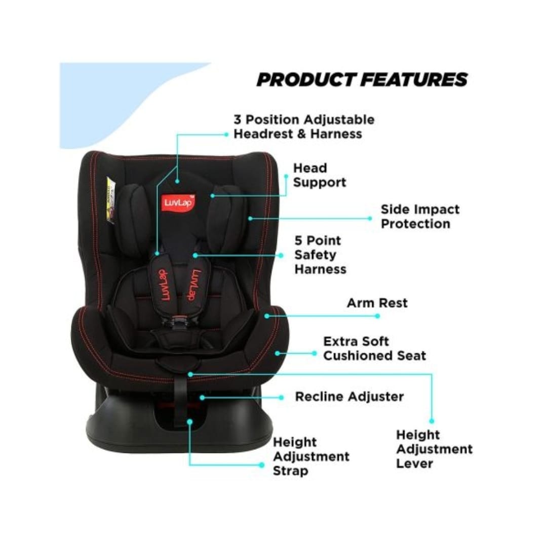 Pre- loved LuvLap Convertible Black Car Seat - Image 2