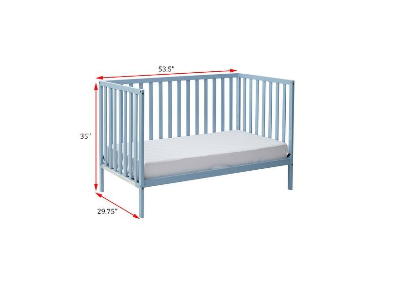 Babyhug Visby Wooden Crib-Sky Blue