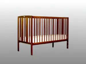 Babyhug Wooden Crib Dark Brown Crib with Mattress