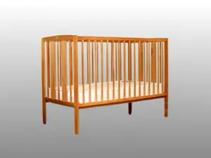 Babyhug Wooden Crib Light Brown Crib with Mattress