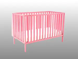 Babyhug Wooden Cot with Mattress- Pink