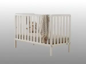 Babyhug Wooden Cot with Mattress - White