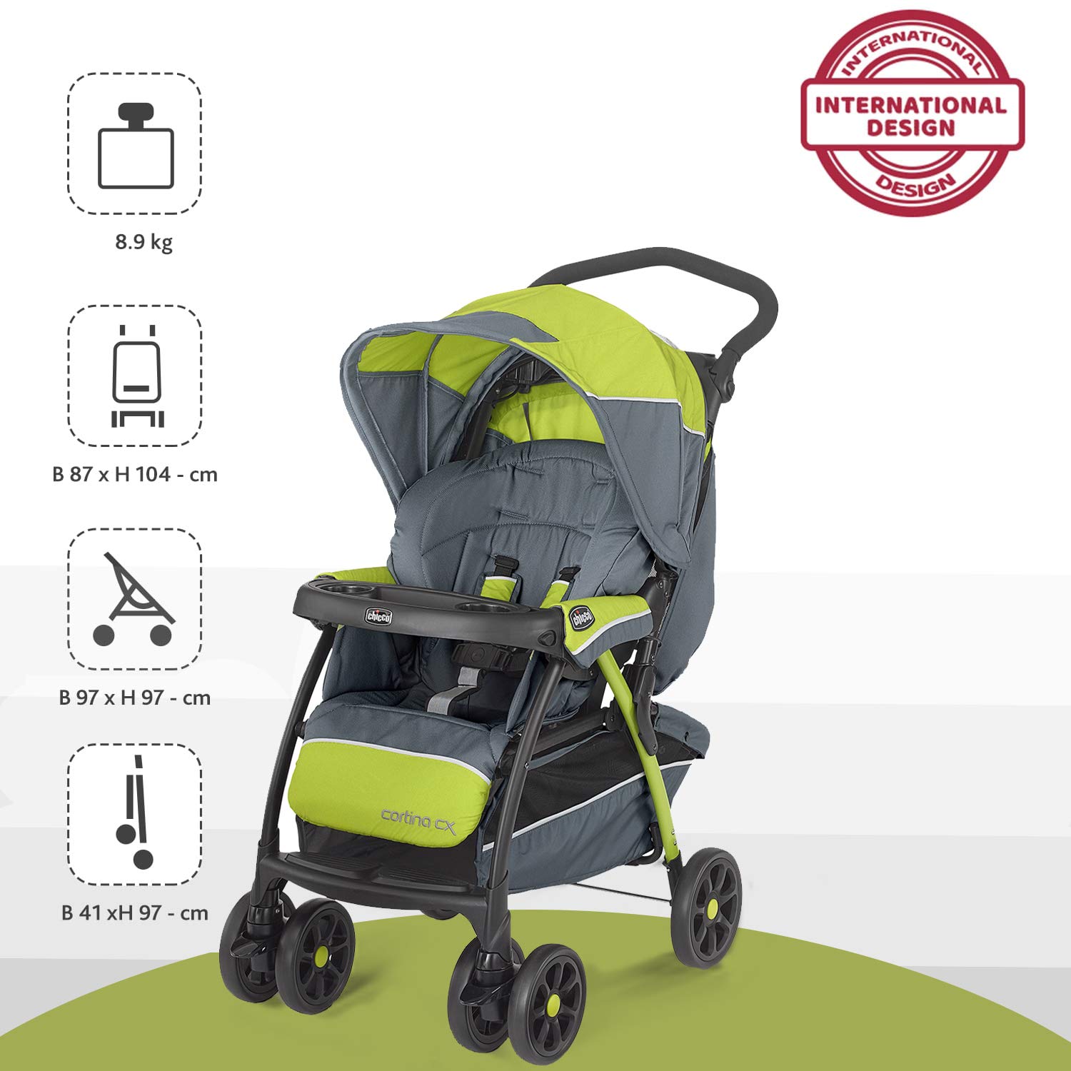 Chicco Cortina CX Green Stroller - Image 2