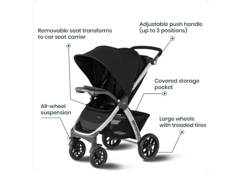 Chicco Bravo Quick-Fold Black Stroller