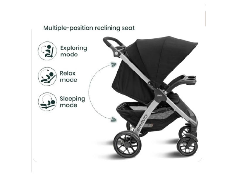 Chicco Bravo Quick-Fold Black Stroller - Image 2