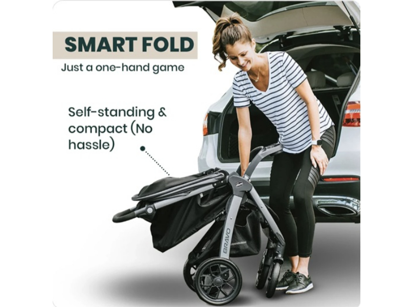Chicco Bravo Quick-Fold Black Stroller - Image 3