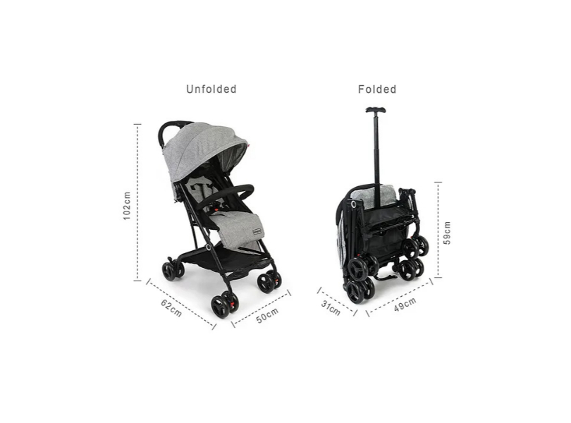 Babyhug Z Fold Grey Stroller - Image 3