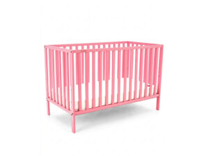 Babyhug Wooden Crib with Mattress-Pink