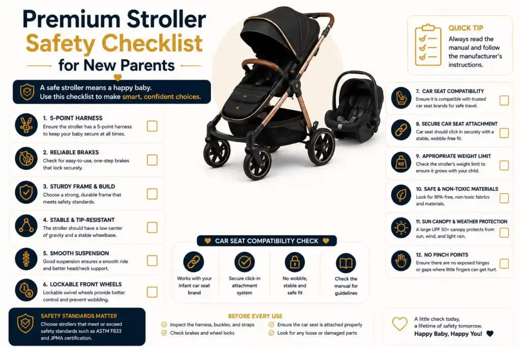 Premium Stroller Safety Checklist for New Parents