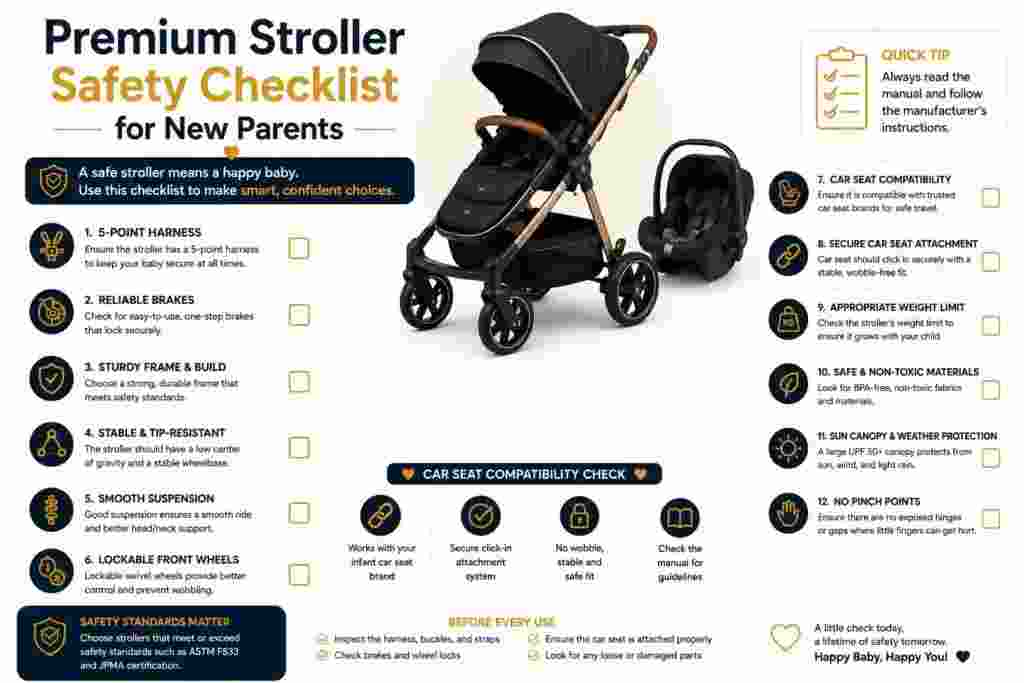 Premium Stroller Safety Checklist for New Parents