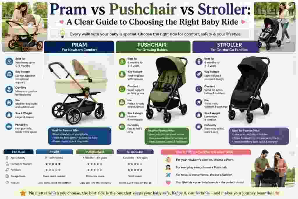 Pram vs Pushchair vs Stroller: A Clear Guide to Choosing the Right Baby Ride