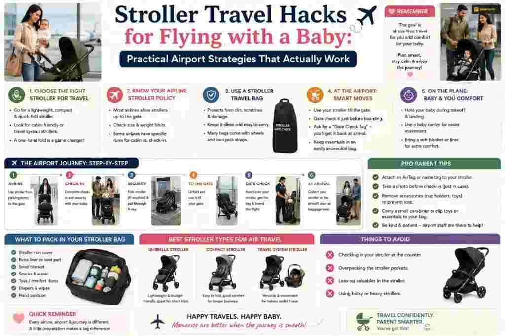 Stroller Travel Hacks for Flying with a Baby: Practical Airport Strategies That Actually Work