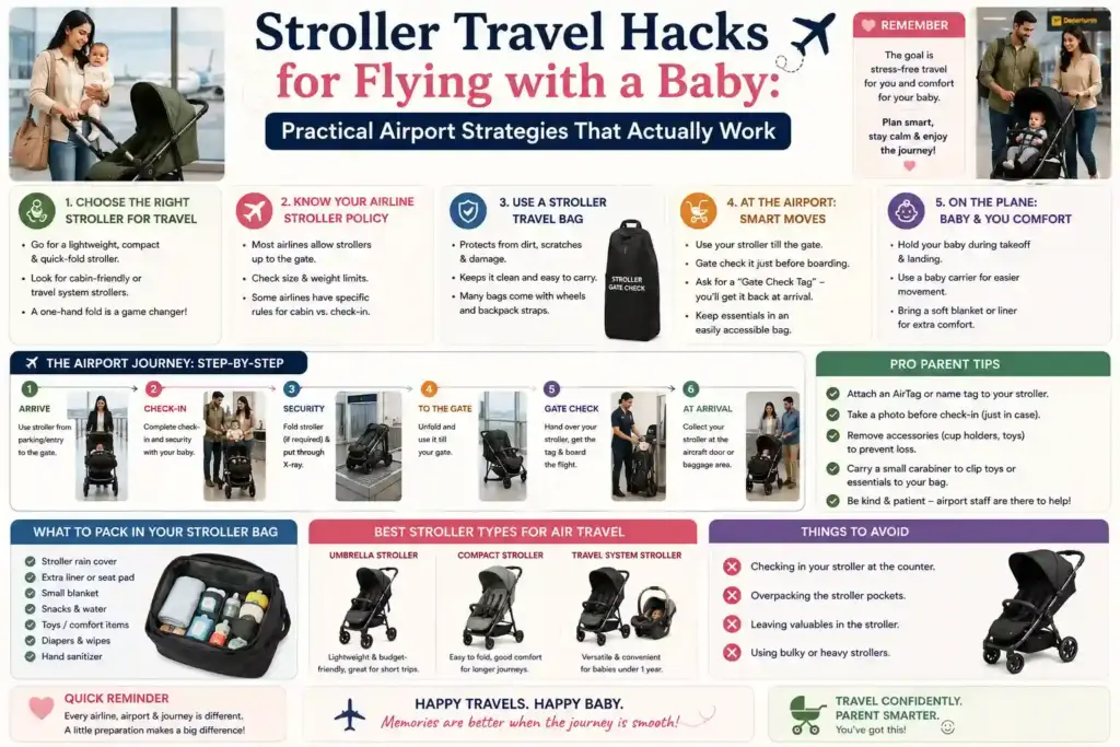 Stroller Travel Hacks for Flying with a Baby: Practical Airport Strategies That Actually Work